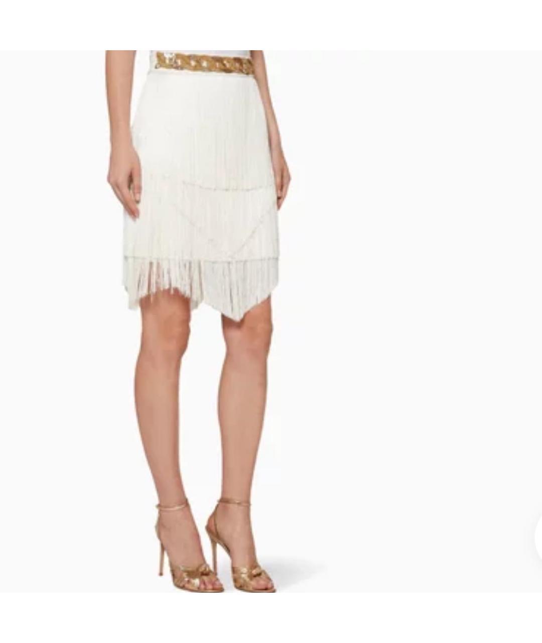 ELISABETTA FRANCHI Белая полиэстеровая юбка мини, фото 3