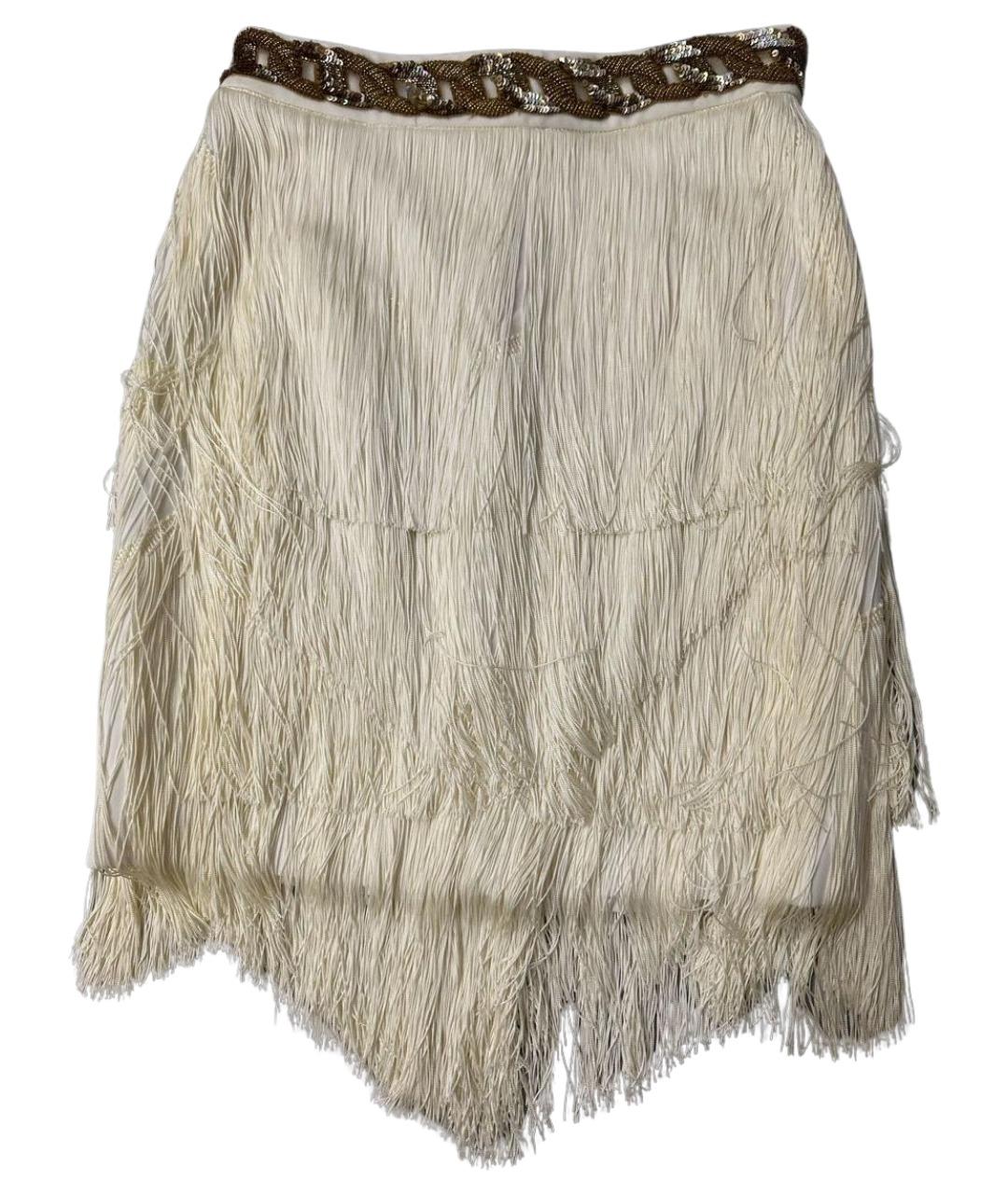 ELISABETTA FRANCHI Белая полиэстеровая юбка мини, фото 1