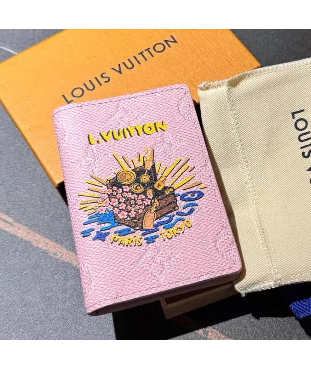 LOUIS VUITTON Розовый кожаный кардхолдер, фото 2