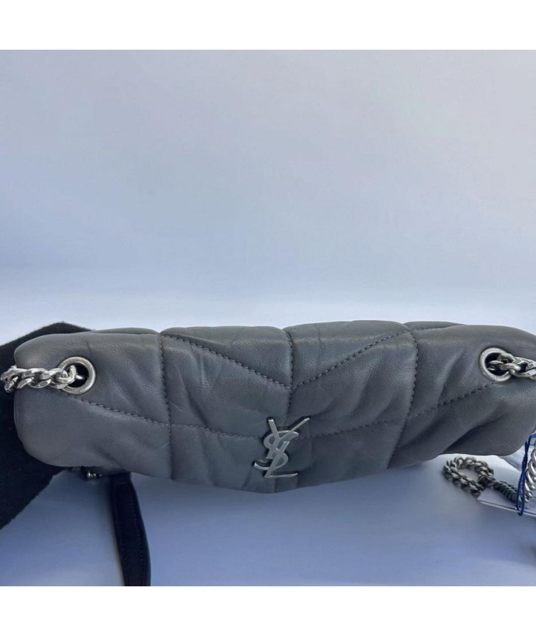 SAINT LAURENT Серая кожаная сумка через плечо, фото 4
