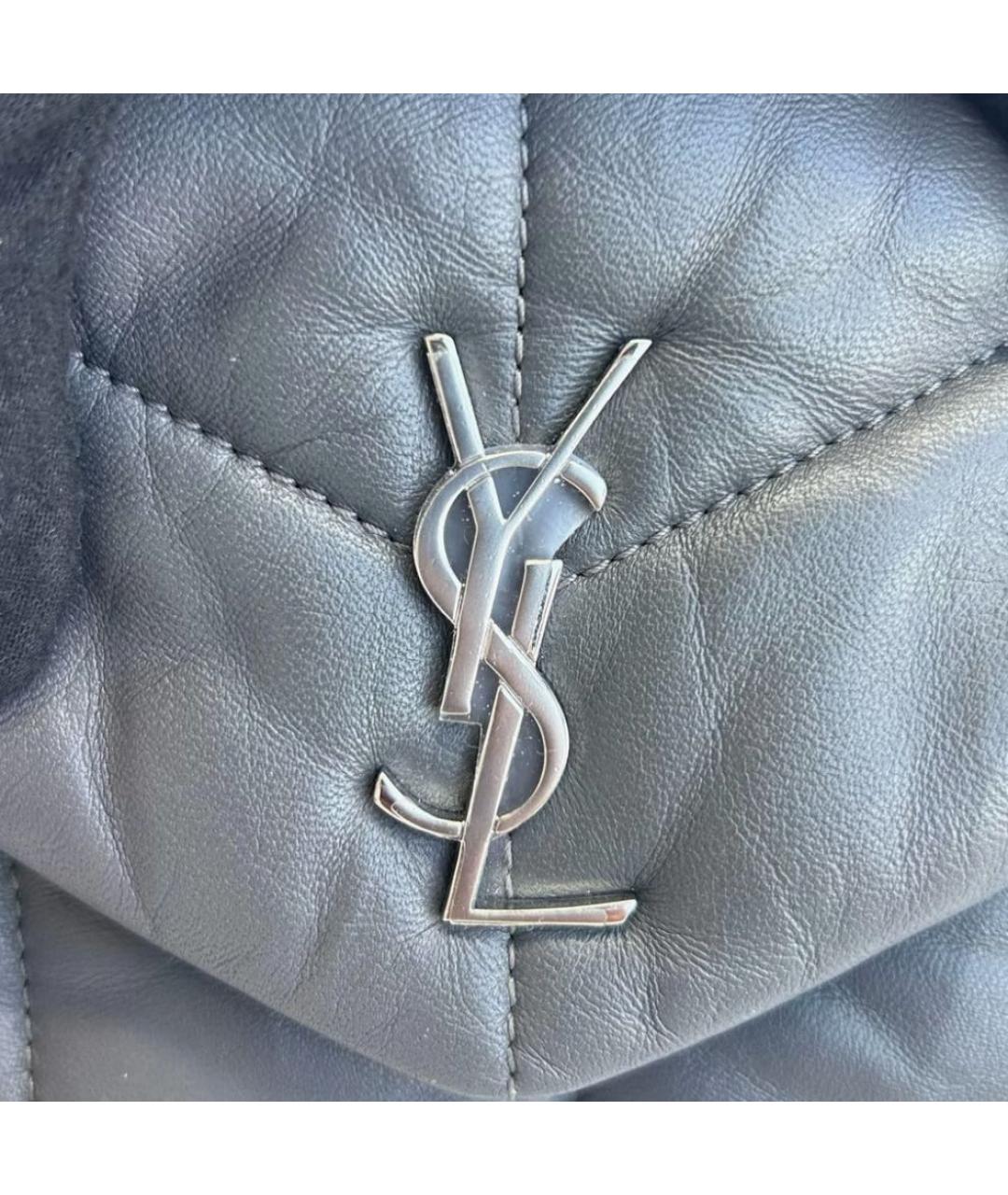 SAINT LAURENT Серая кожаная сумка через плечо, фото 5