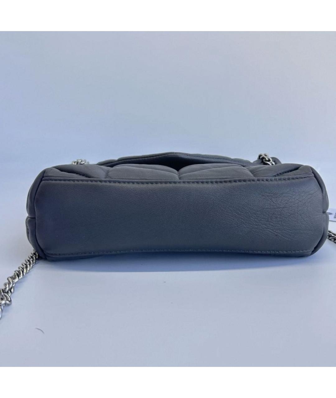 SAINT LAURENT Серая кожаная сумка через плечо, фото 3