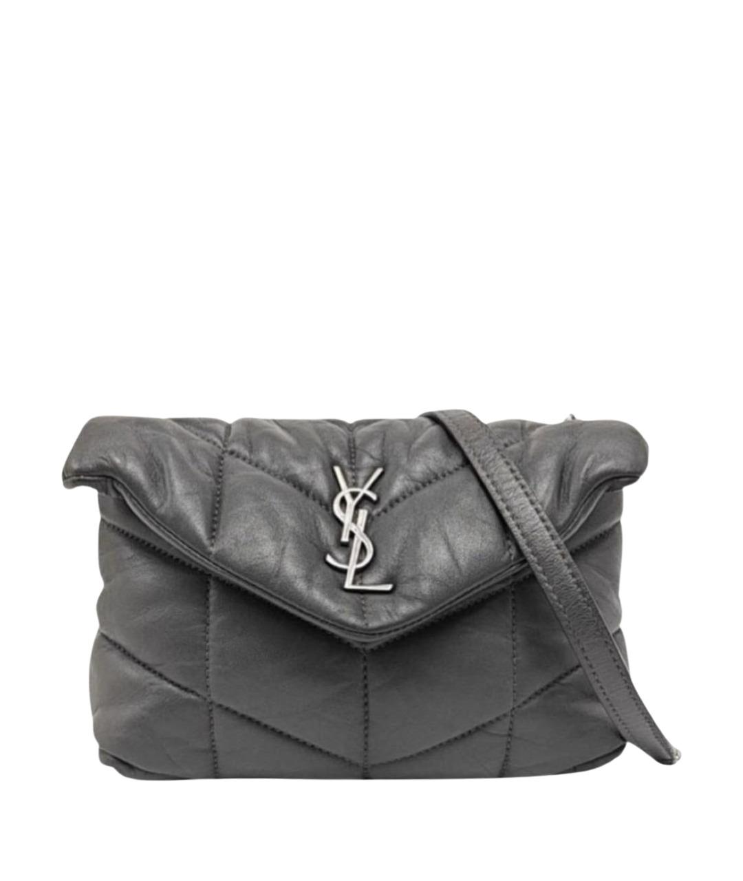 SAINT LAURENT Серая кожаная сумка через плечо, фото 1