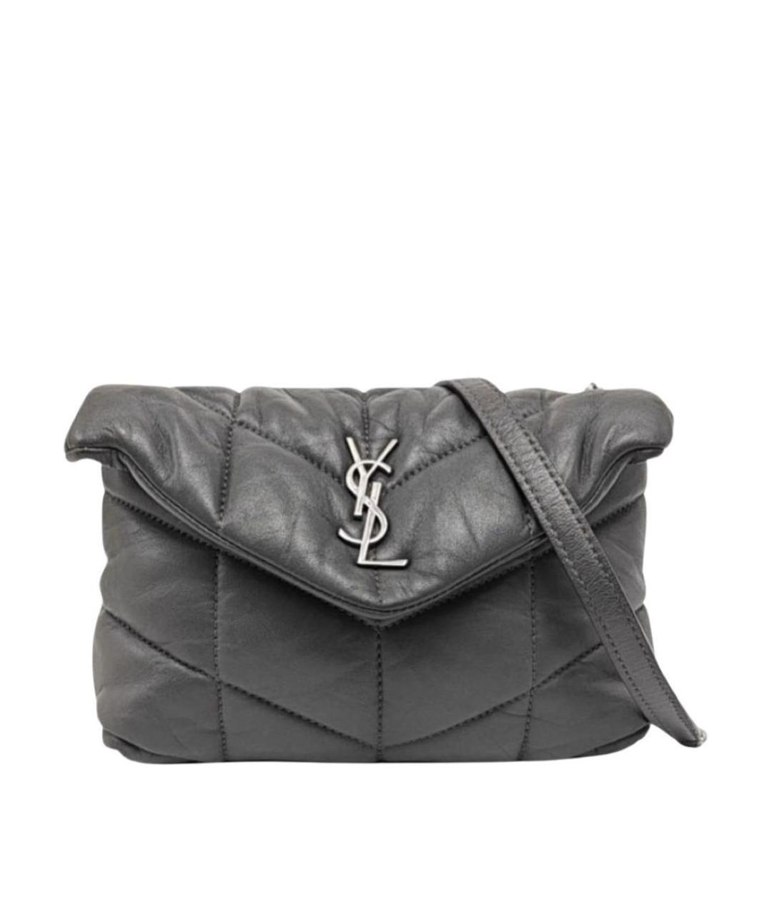 SAINT LAURENT Серая кожаная сумка через плечо, фото 6