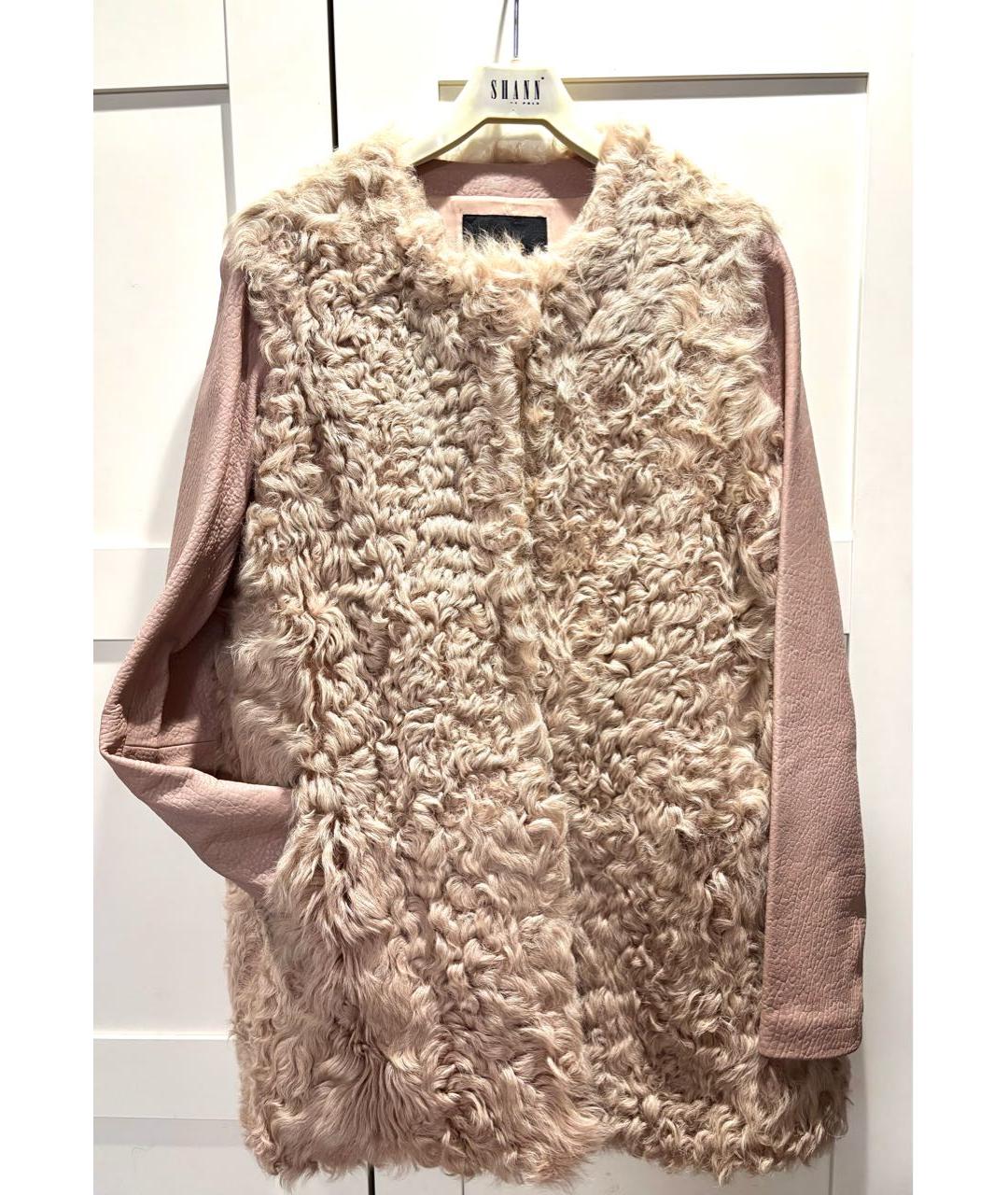 MAJE Розовая меховая шуба, фото 6