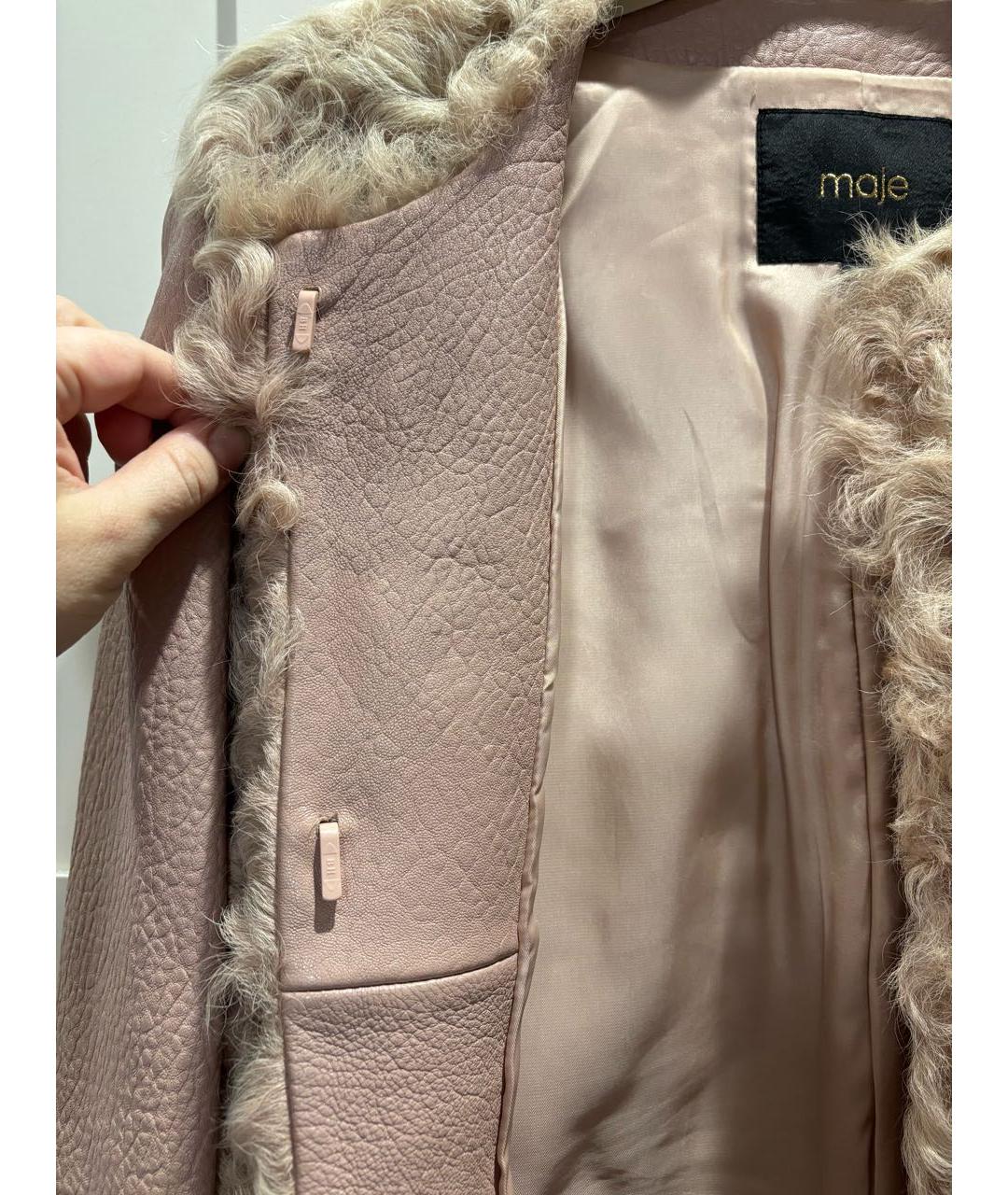 MAJE Розовая меховая шуба, фото 2