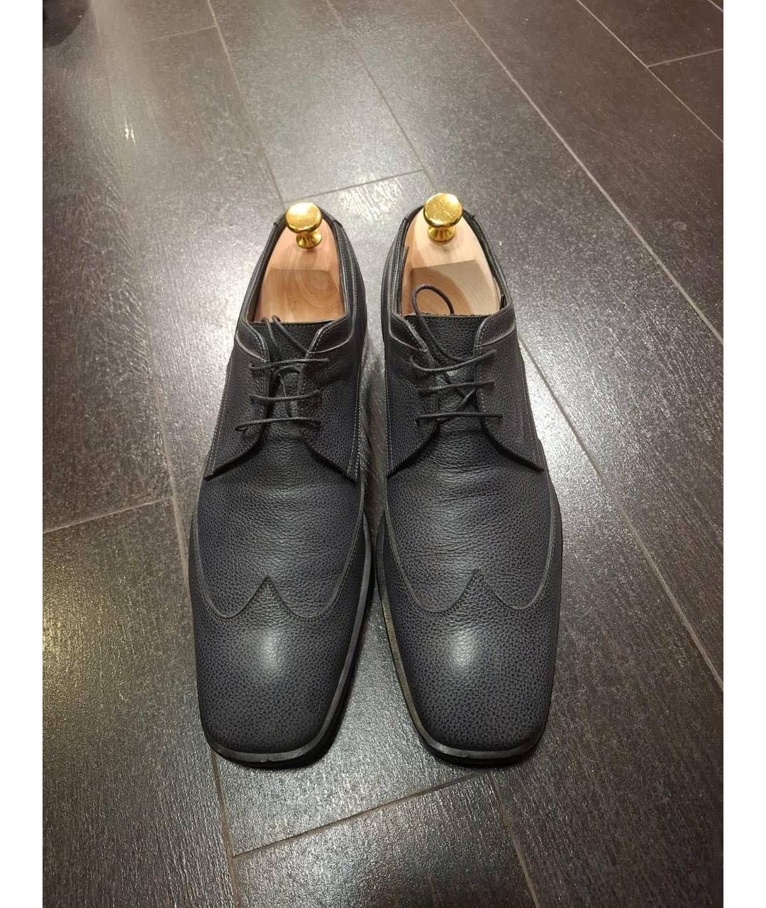 FERRAGAMO Антрацитовые кожаные туфли, фото 2