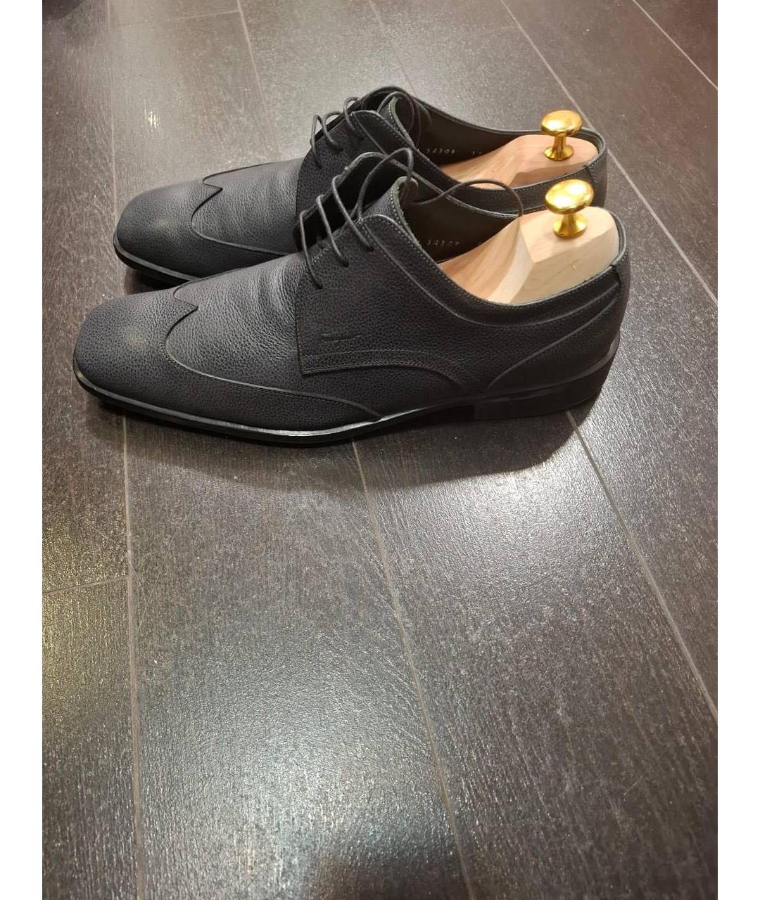 FERRAGAMO Антрацитовые кожаные туфли, фото 4