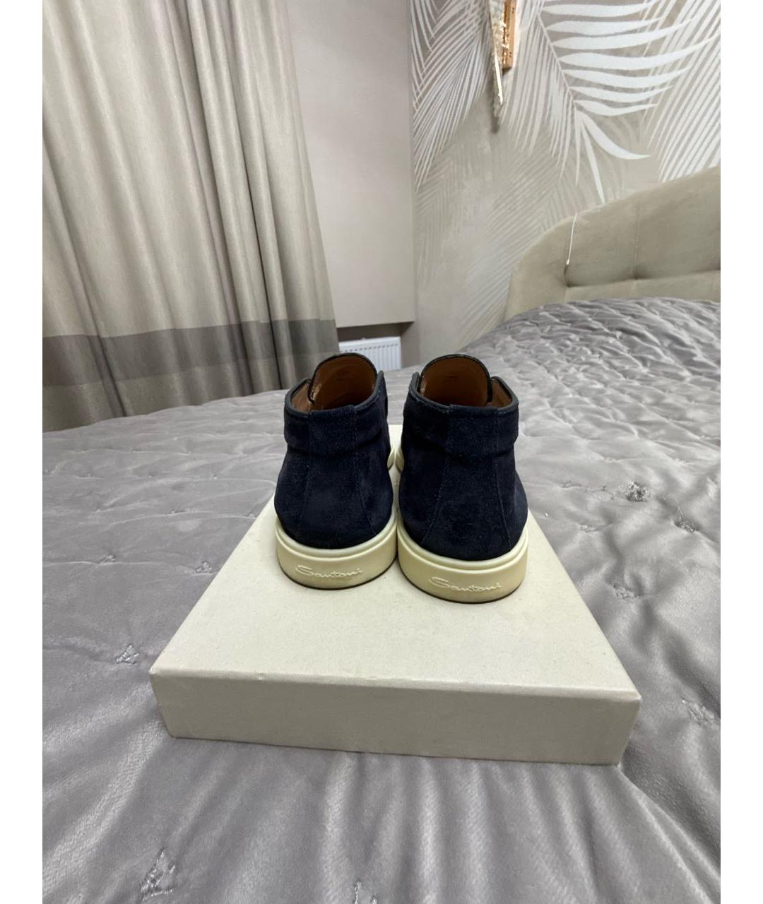 SANTONI Темно-синие замшевые лоферы, фото 4