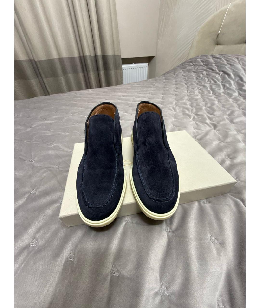SANTONI Темно-синие замшевые лоферы, фото 2