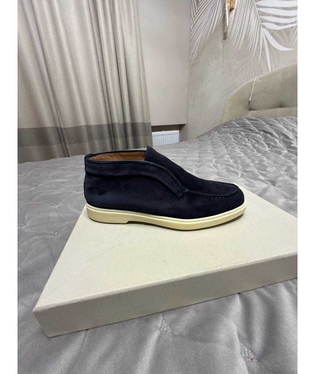 SANTONI Темно-синие замшевые лоферы, фото 7