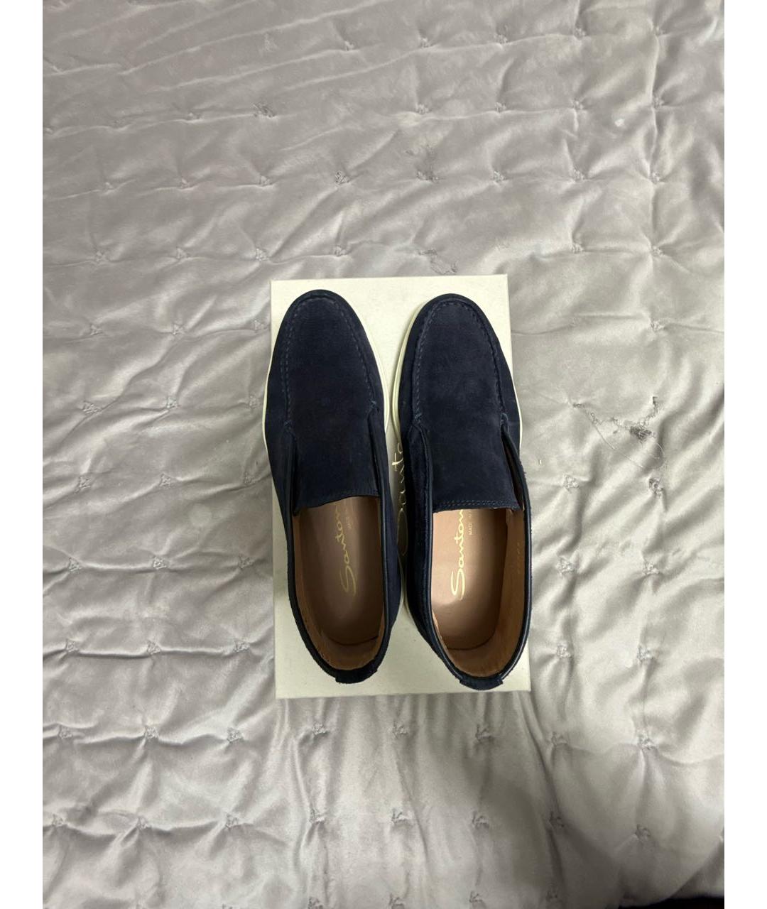 SANTONI Темно-синие замшевые лоферы, фото 3