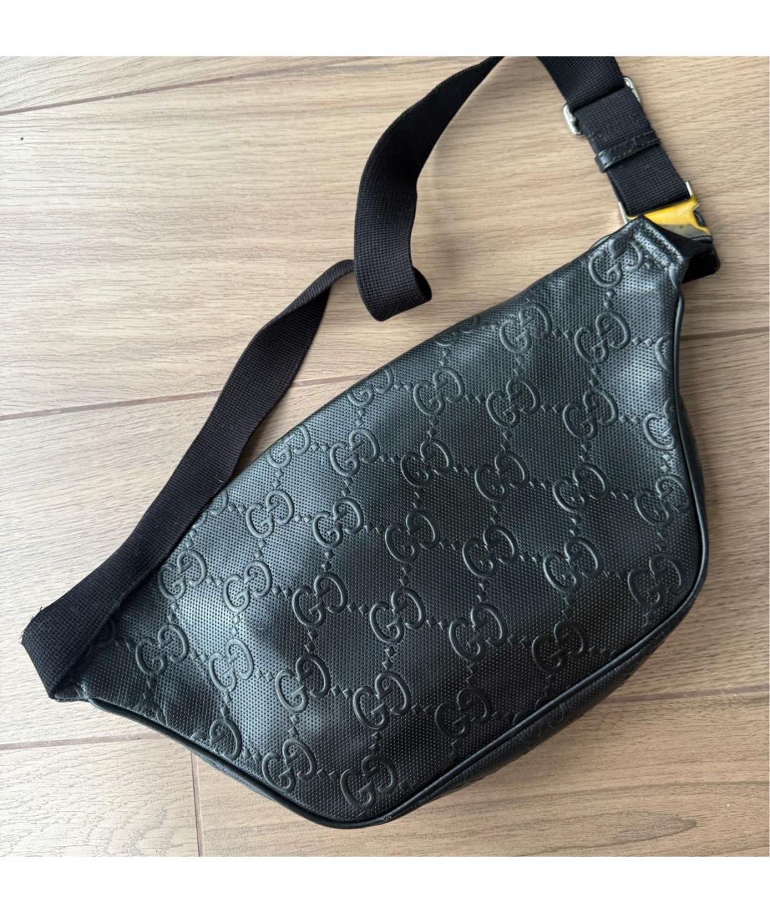 GUCCI Черная кожаная поясная сумка, фото 4