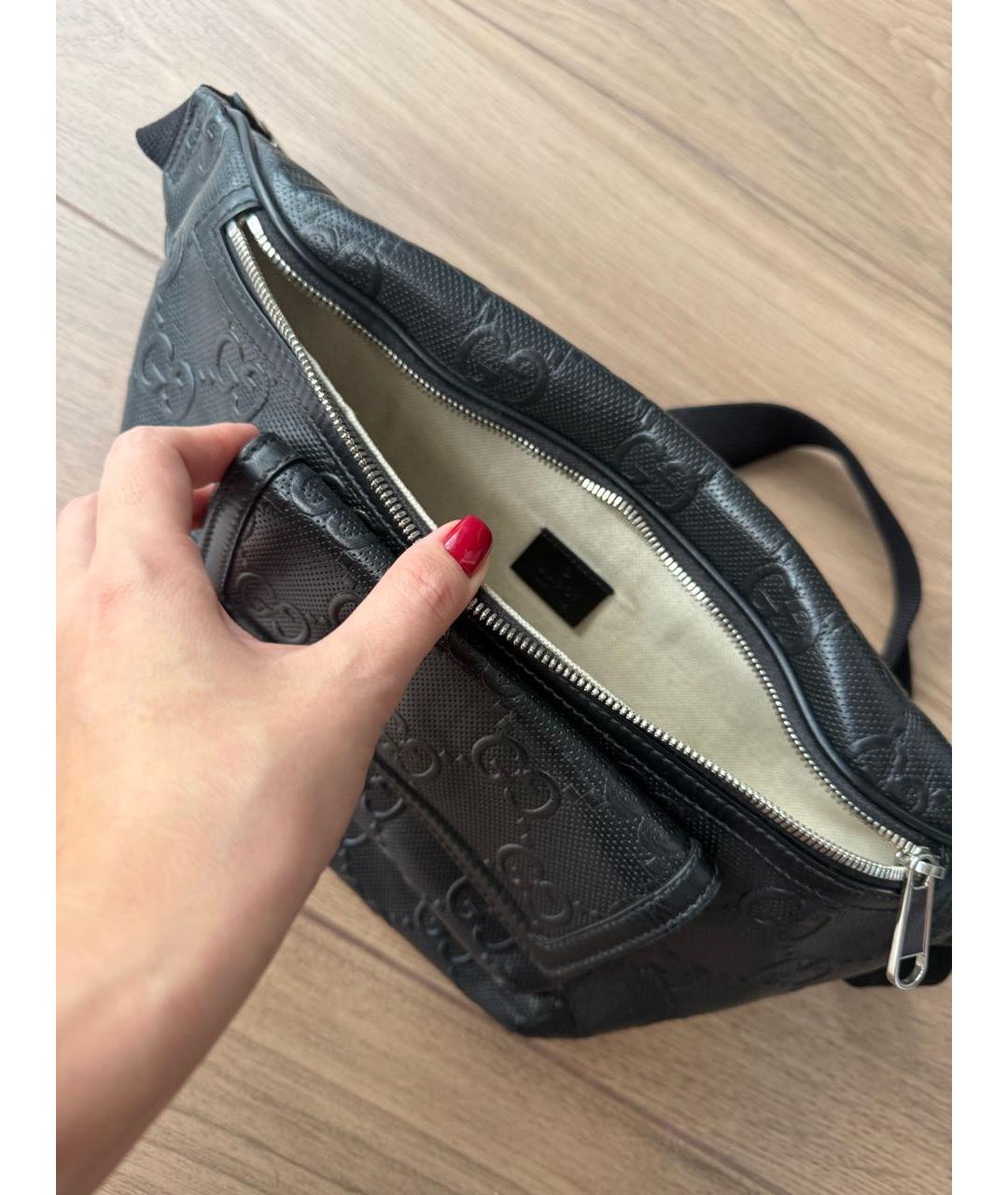 GUCCI Черная кожаная поясная сумка, фото 3