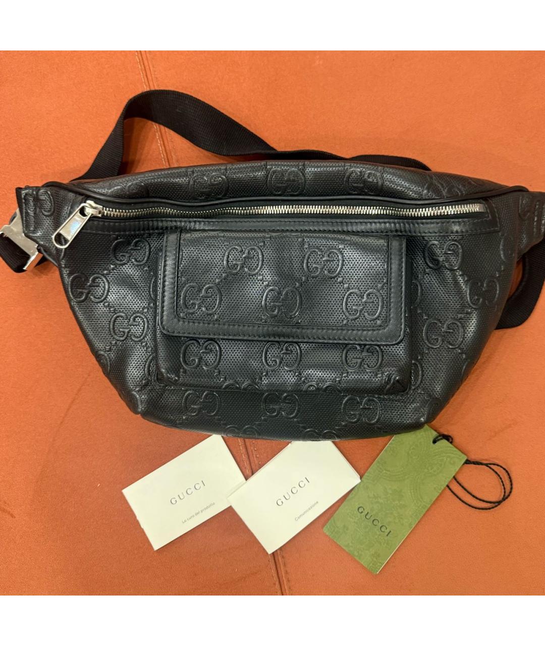 GUCCI Черная кожаная поясная сумка, фото 2