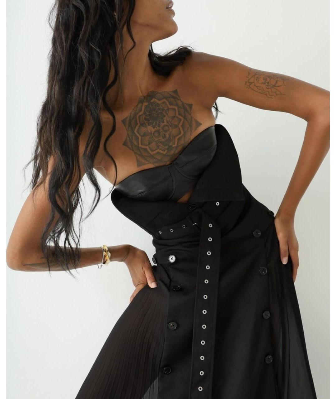 ROKH Черное шерстяное вечернее платье, фото 7