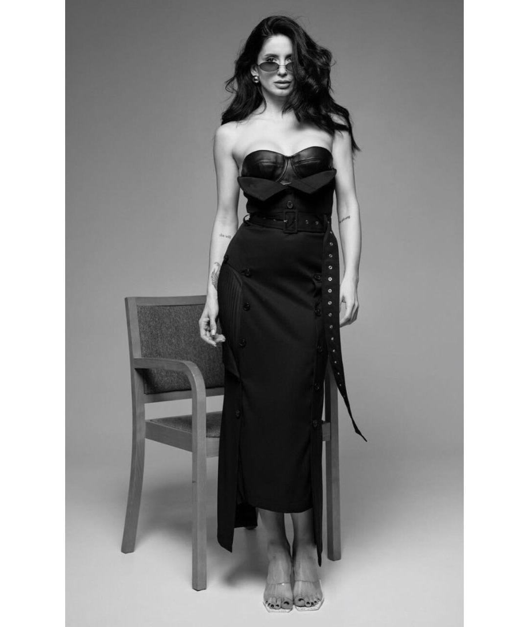 ROKH Черное шерстяное вечернее платье, фото 8