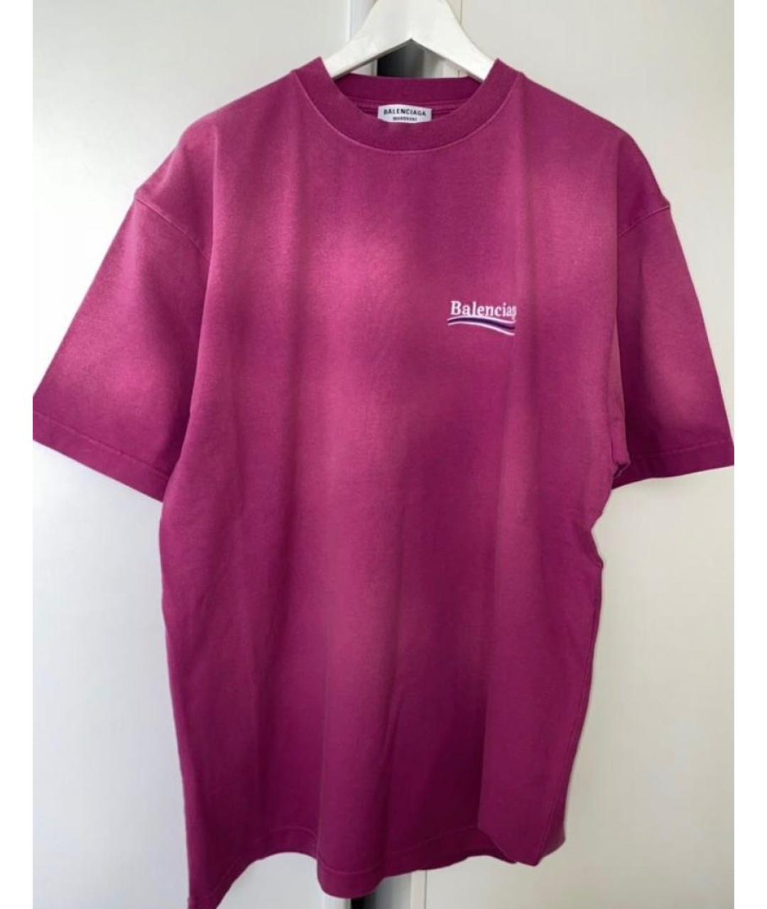 BALENCIAGA Розовая хлопковая футболка, фото 2