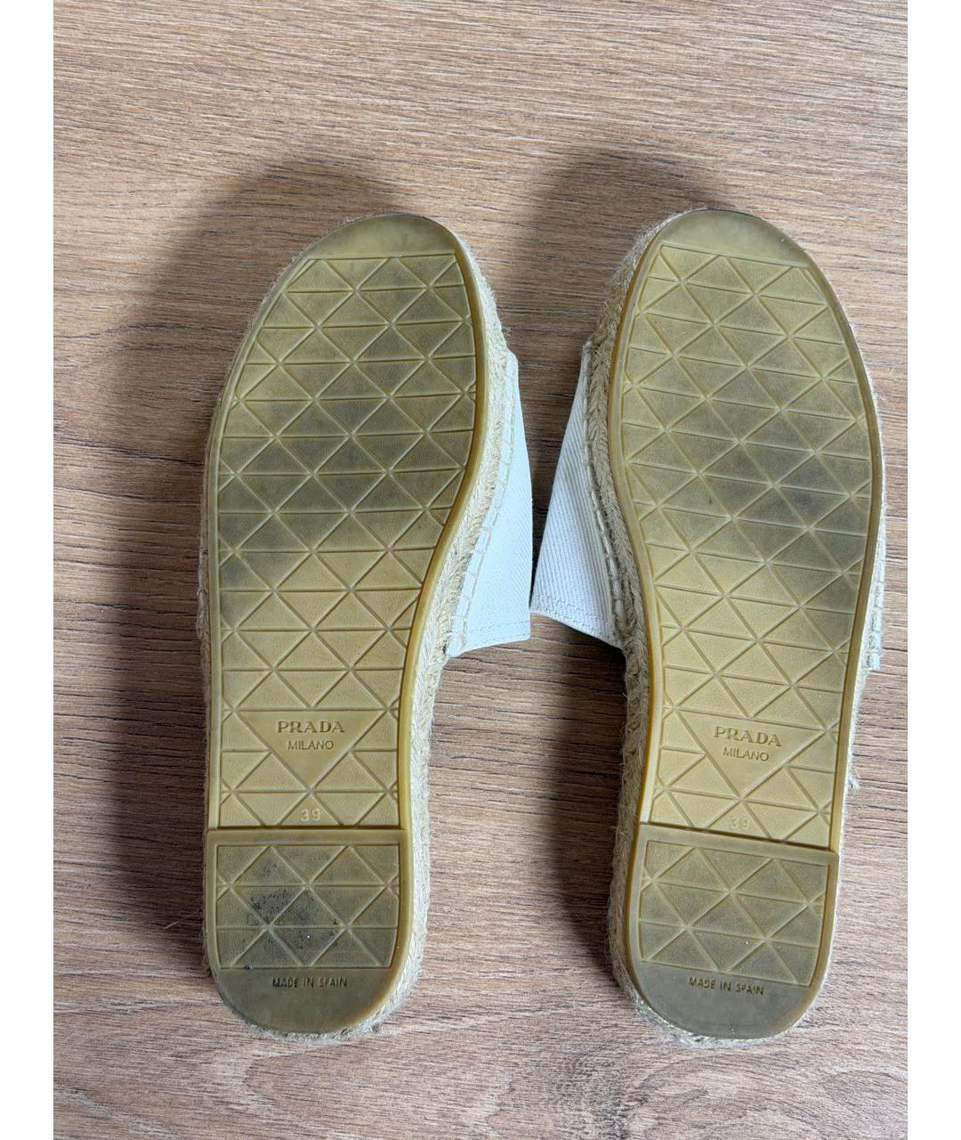 PRADA Белые текстильные шлепанцы, фото 5