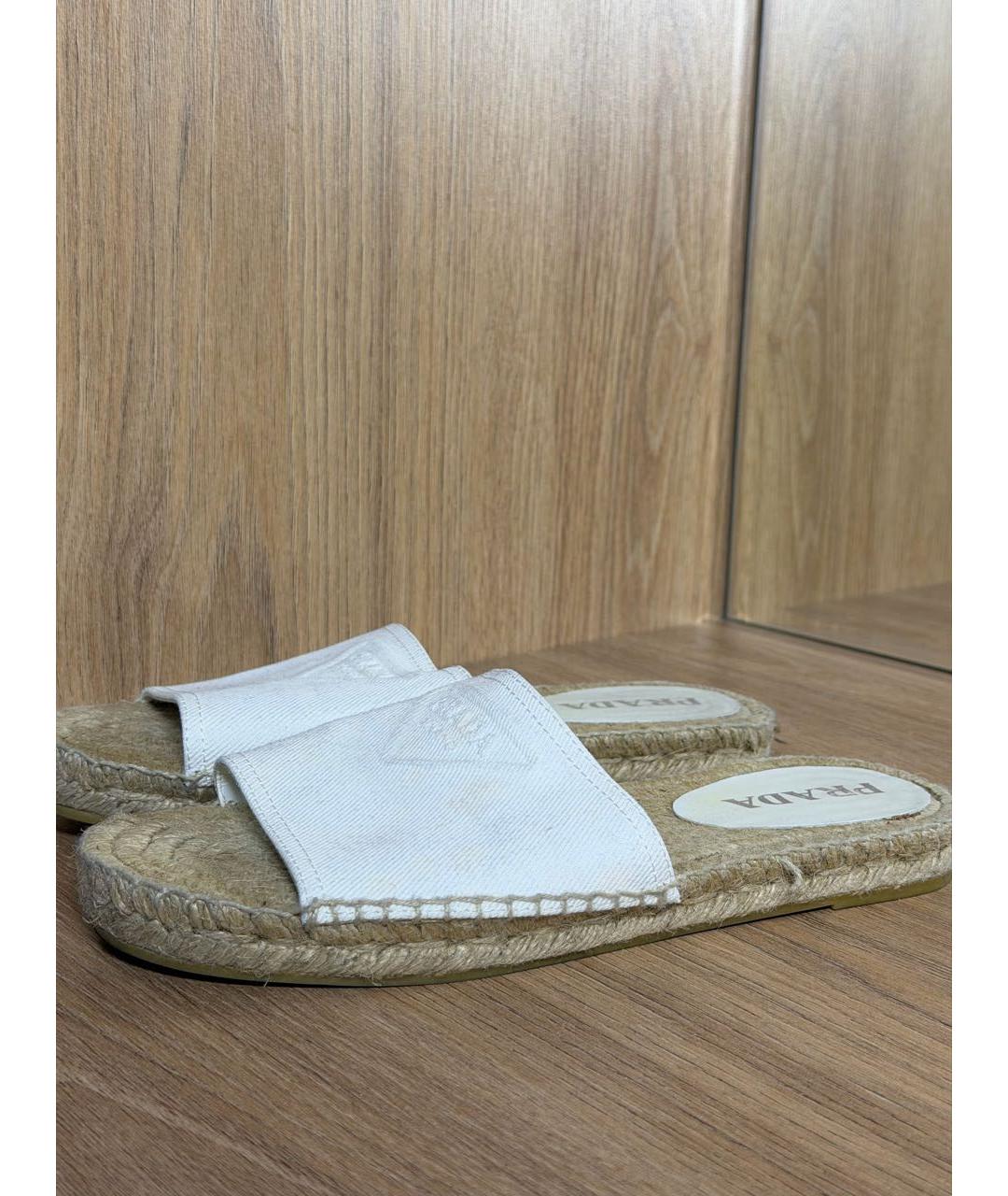 PRADA Белые текстильные шлепанцы, фото 7