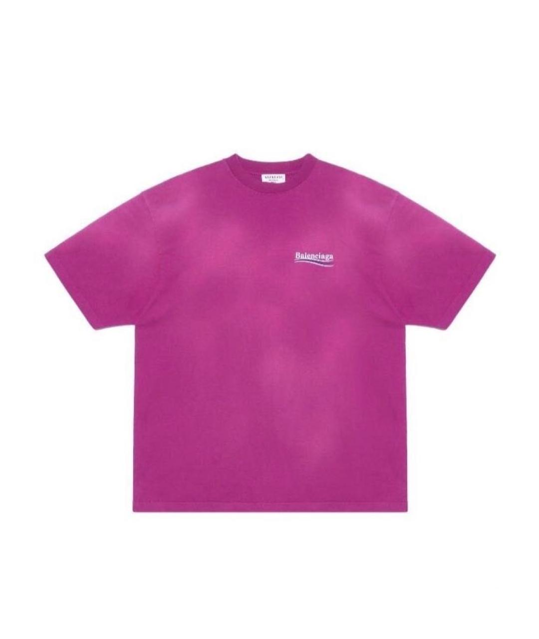 BALENCIAGA Розовая хлопковая футболка, фото 1