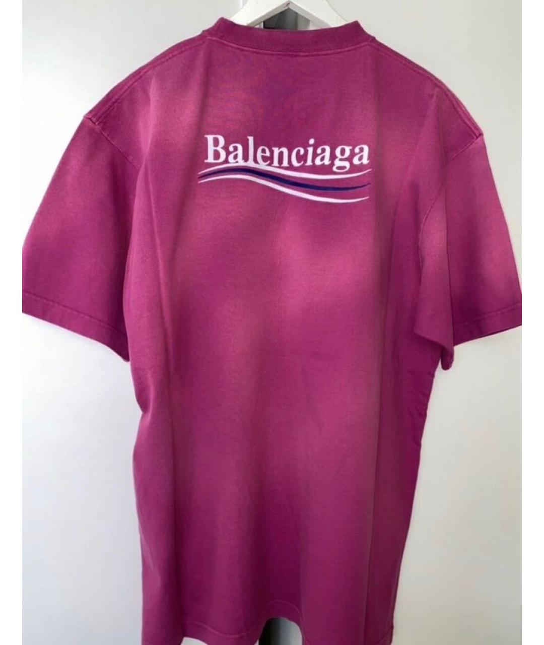 BALENCIAGA Розовая хлопковая футболка, фото 3