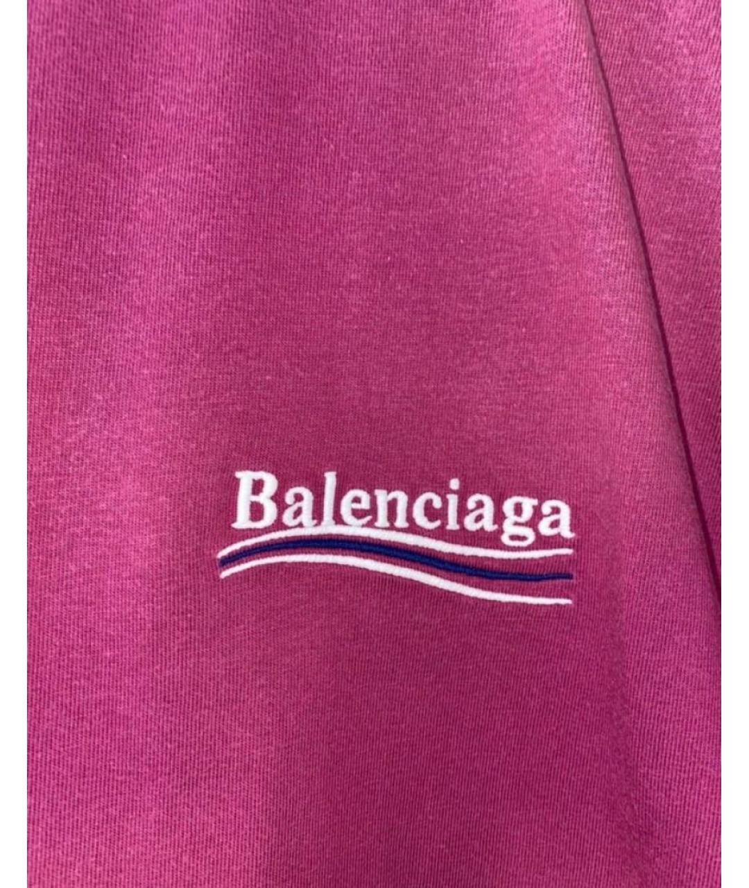 BALENCIAGA Розовая хлопковая футболка, фото 4