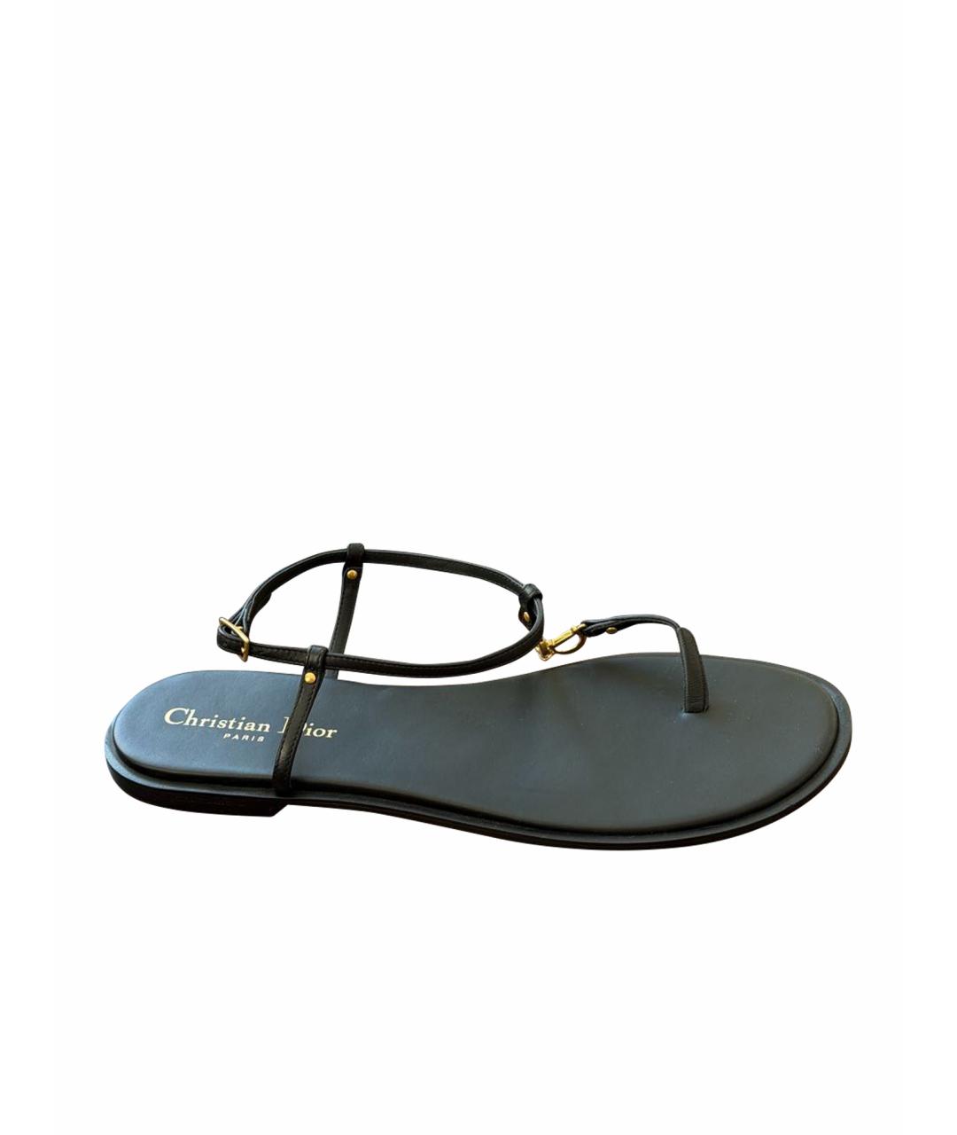 CHRISTIAN DIOR Черные кожаные сандалии, фото 1