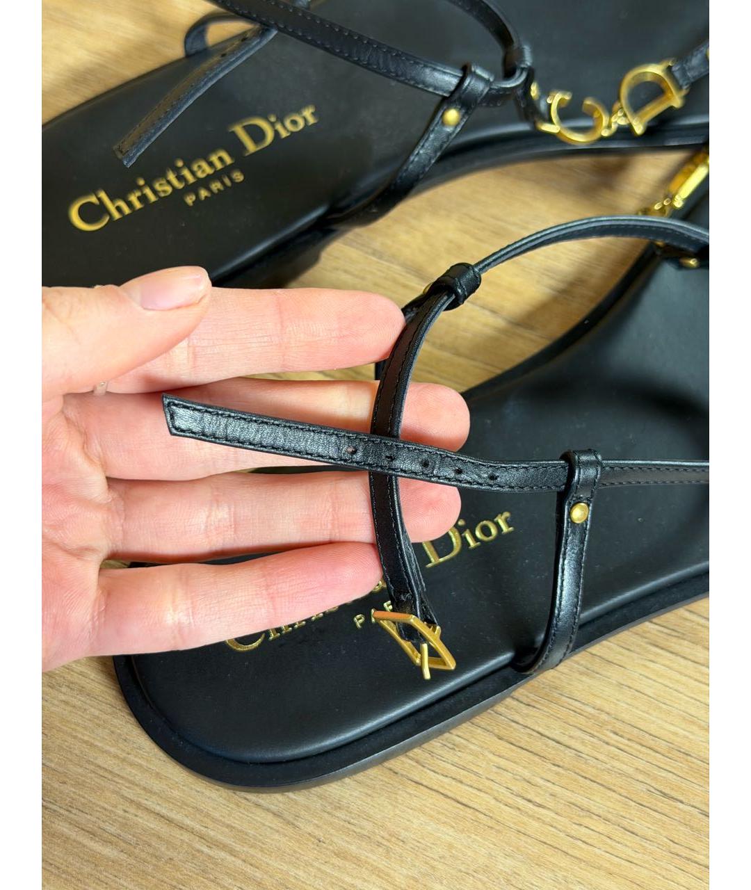 CHRISTIAN DIOR Черные кожаные сандалии, фото 4