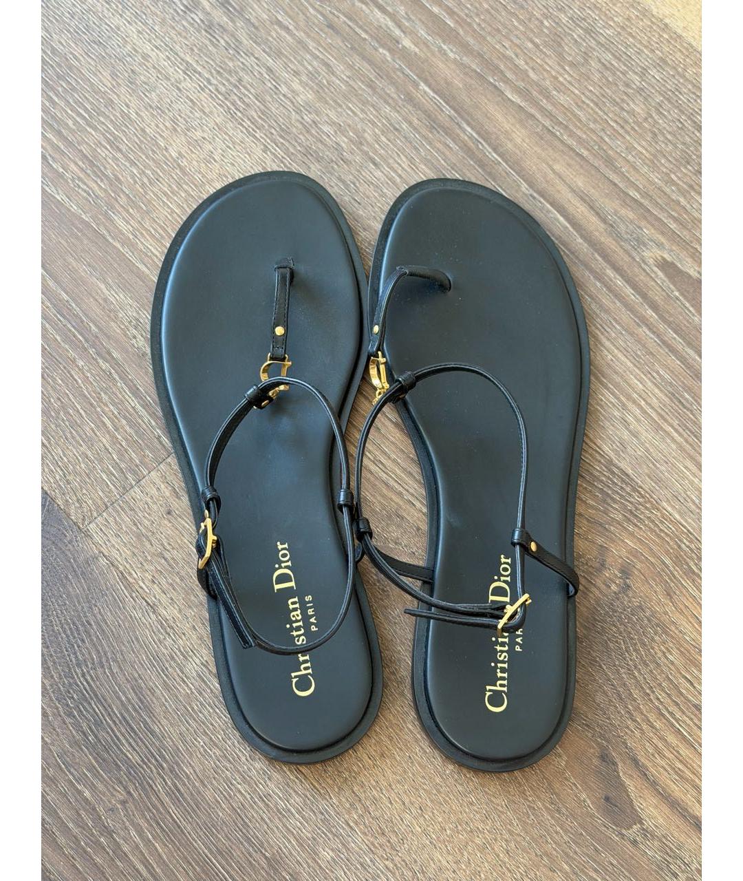 CHRISTIAN DIOR Черные кожаные сандалии, фото 7