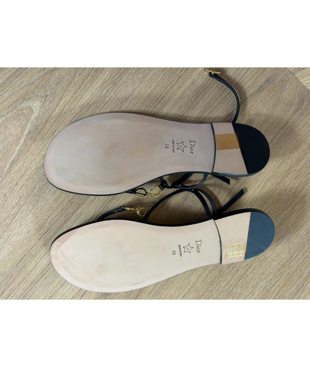 CHRISTIAN DIOR Черные кожаные сандалии, фото 3