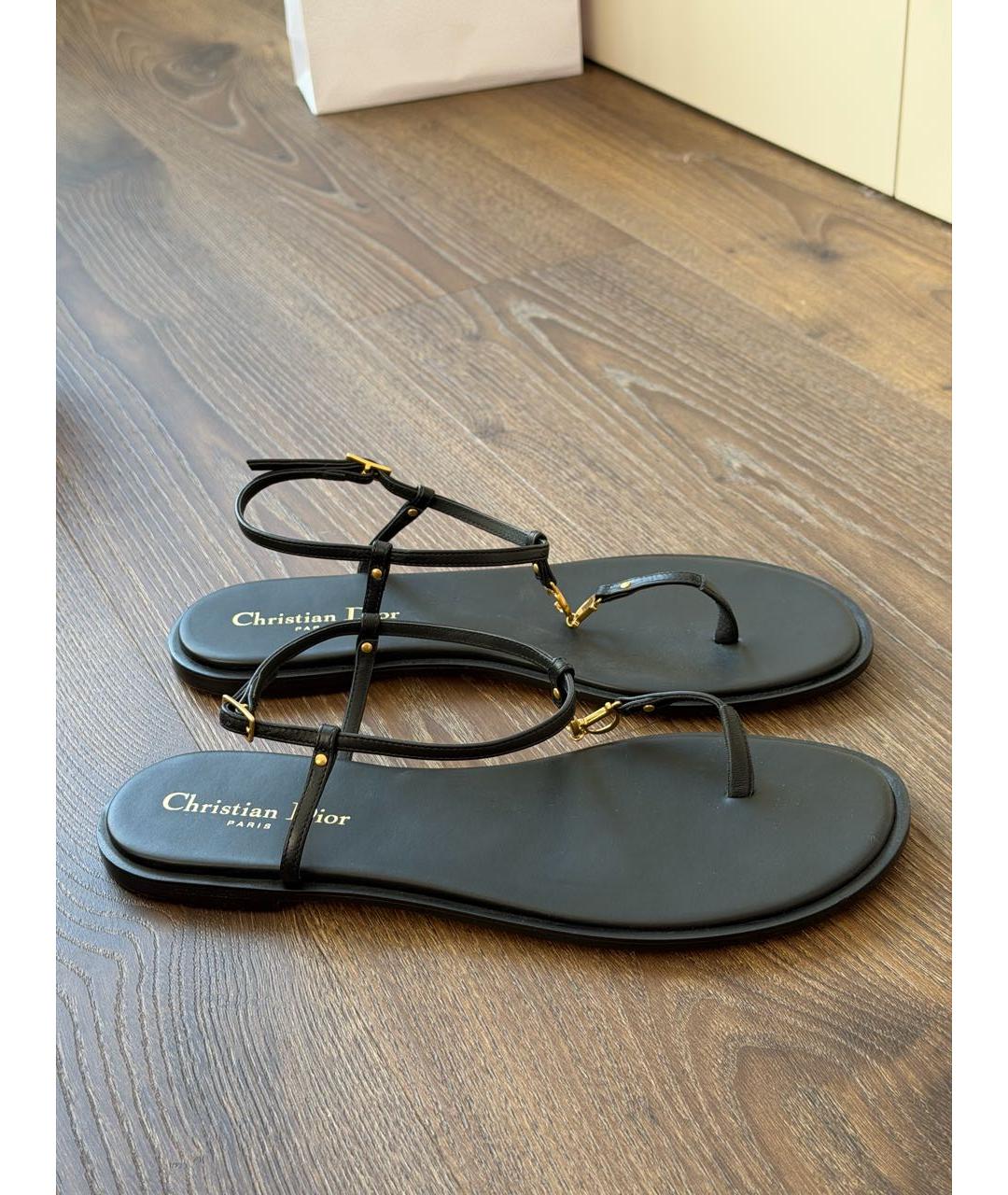 CHRISTIAN DIOR Черные кожаные сандалии, фото 9