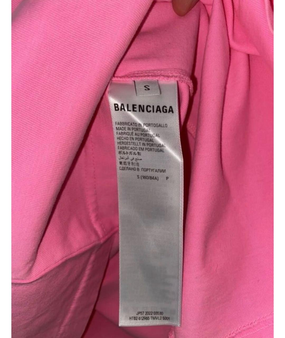 BALENCIAGA Розовая хлопковая футболка, фото 6