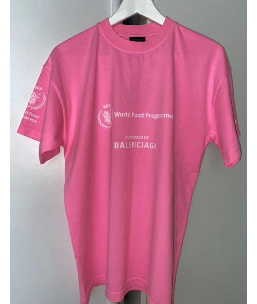 BALENCIAGA Розовая хлопковая футболка, фото 2