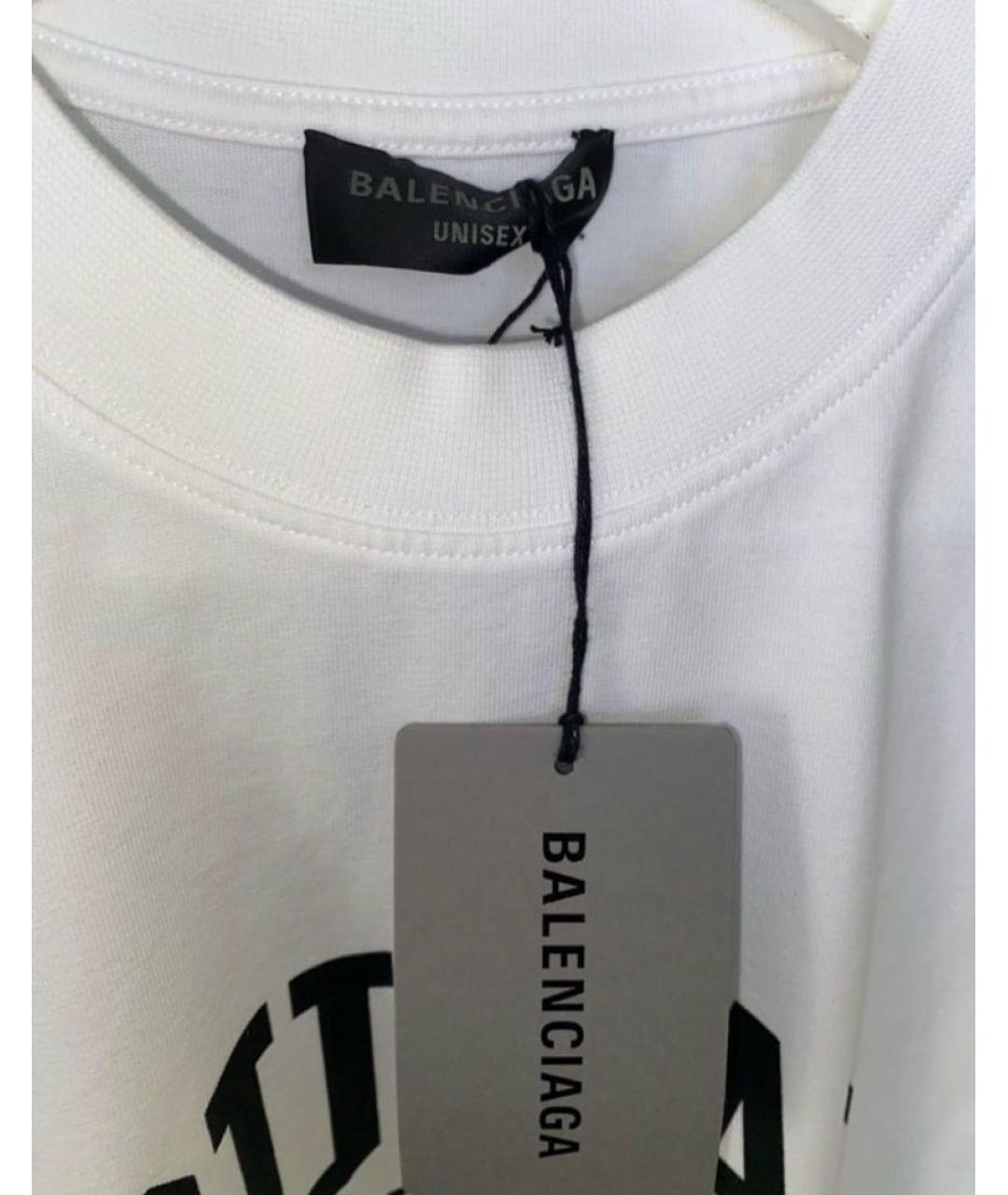 BALENCIAGA Белая хлопковая футболка, фото 5