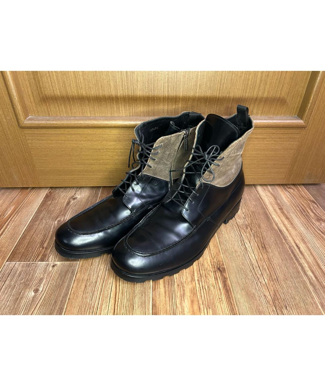 GIORGIO ARMANI Черные высокие ботинки из лакированной кожи, фото 5