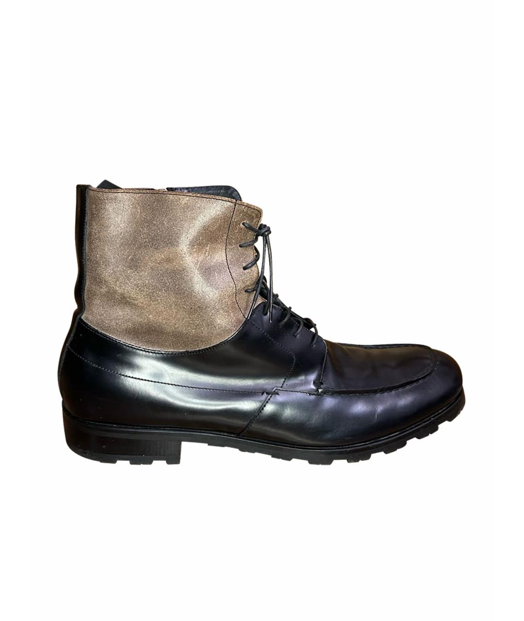 GIORGIO ARMANI Черные высокие ботинки из лакированной кожи, фото 1