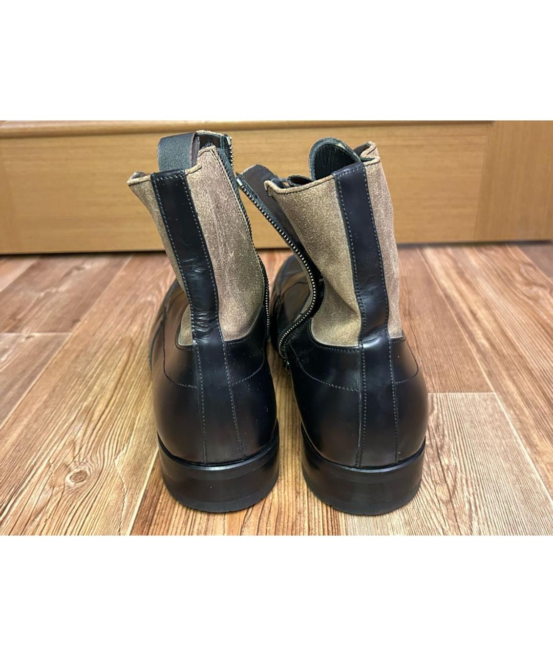 GIORGIO ARMANI Черные высокие ботинки из лакированной кожи, фото 4