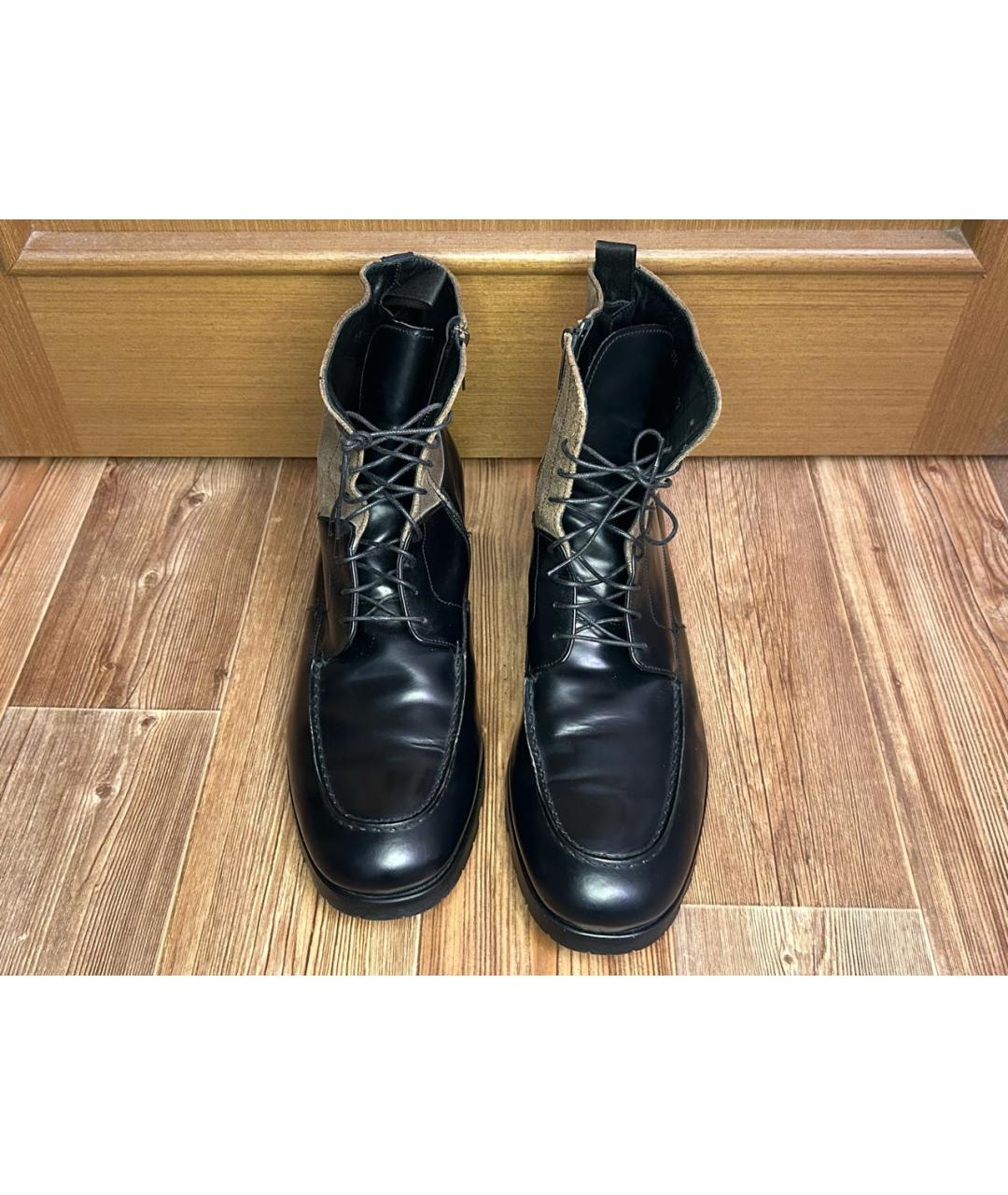 GIORGIO ARMANI Черные высокие ботинки из лакированной кожи, фото 2