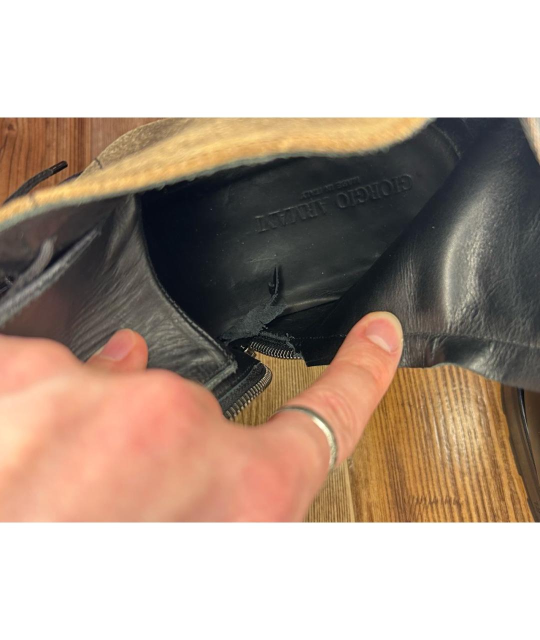 GIORGIO ARMANI Черные высокие ботинки из лакированной кожи, фото 8