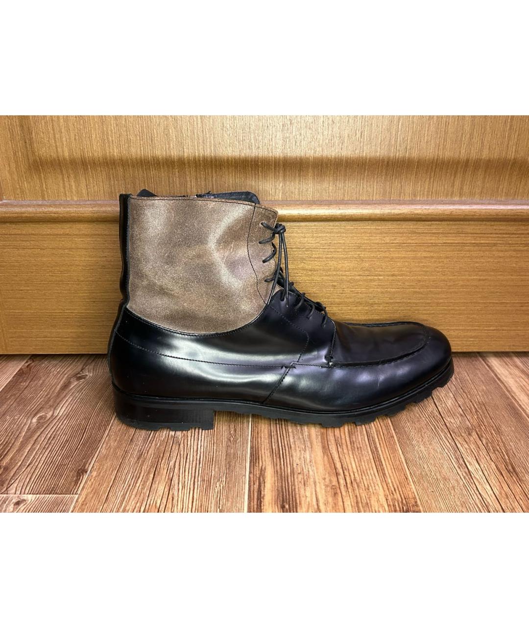 GIORGIO ARMANI Черные высокие ботинки из лакированной кожи, фото 9