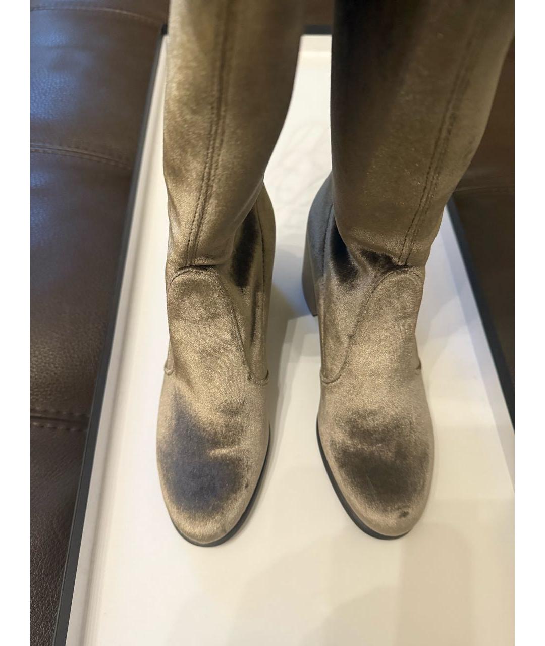 STUART WEITZMAN Серые бархатные ботфорты, фото 2