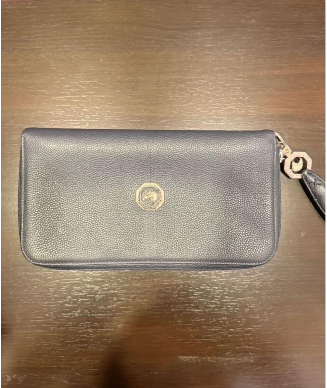 STEFANO RICCI Темно-синий кожаный кошелек, фото 4