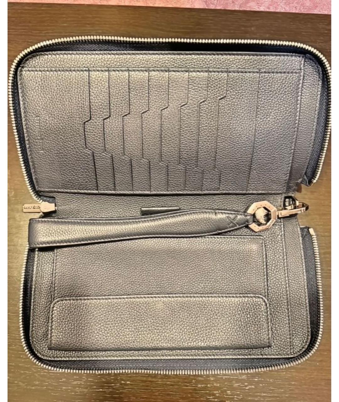 STEFANO RICCI Темно-синий кожаный кошелек, фото 3