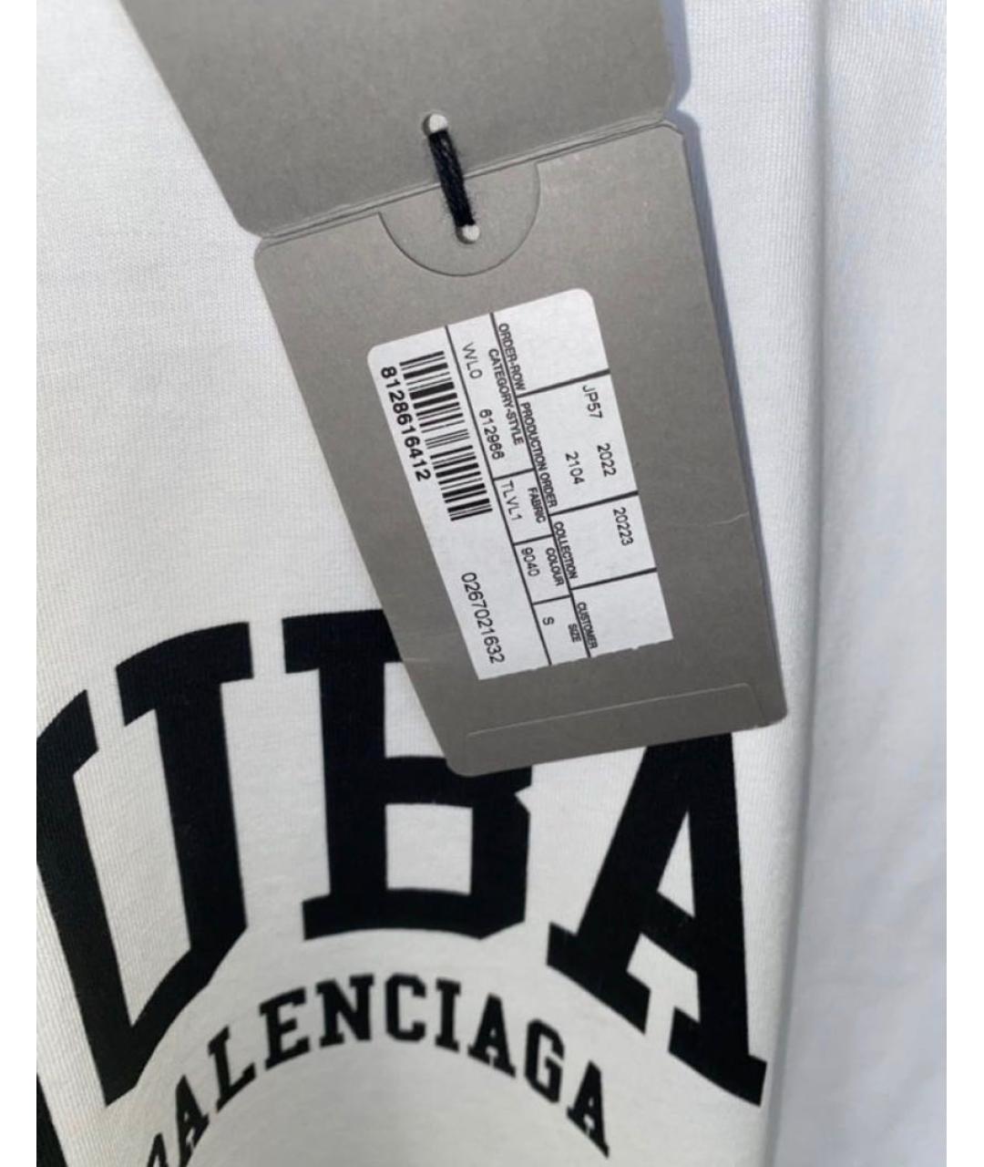 BALENCIAGA Белая хлопковая футболка, фото 6