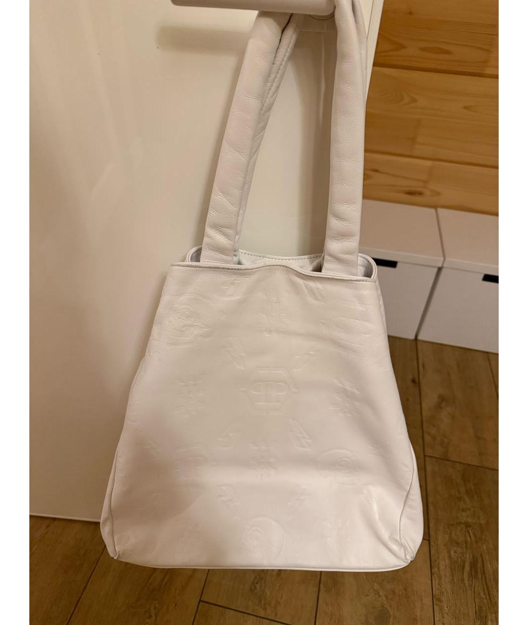 PHILIPP PLEIN Белая кожаная сумка через плечо, фото 3