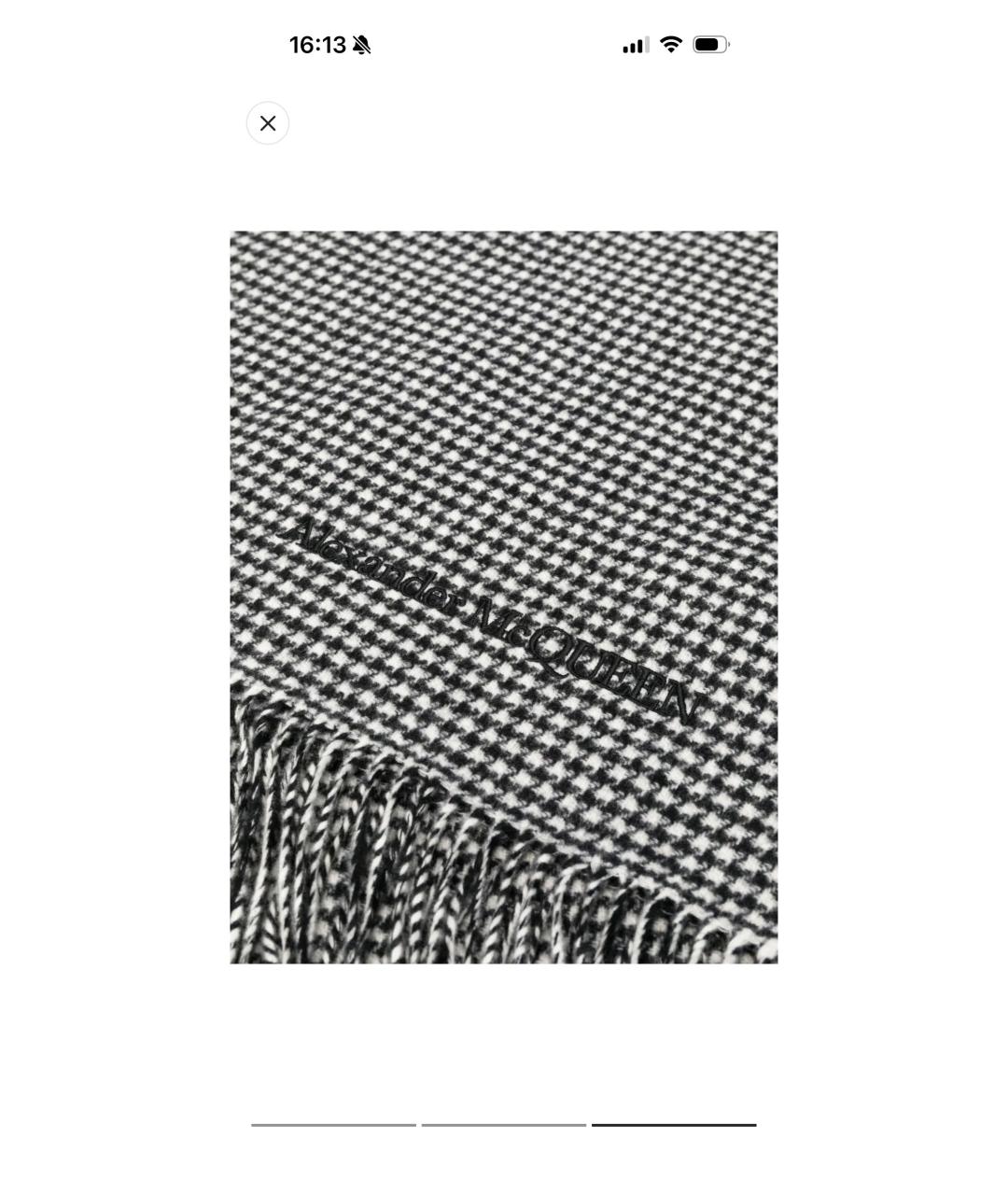 ALEXANDER MCQUEEN Серый шерстяной шарф, фото 2