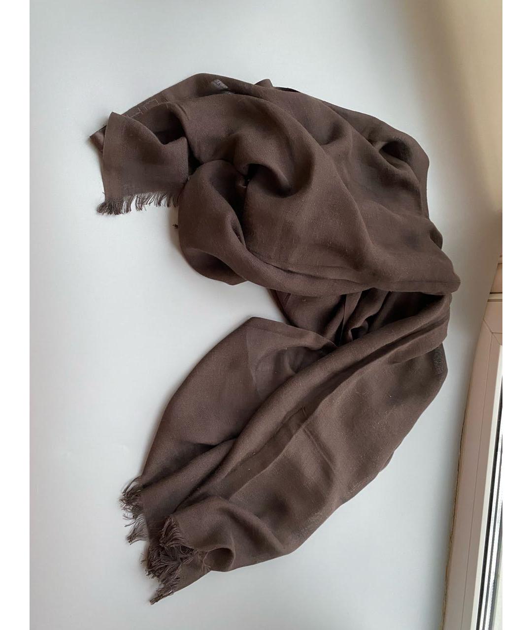 ETRO Коричневый шелковый шарф, фото 8