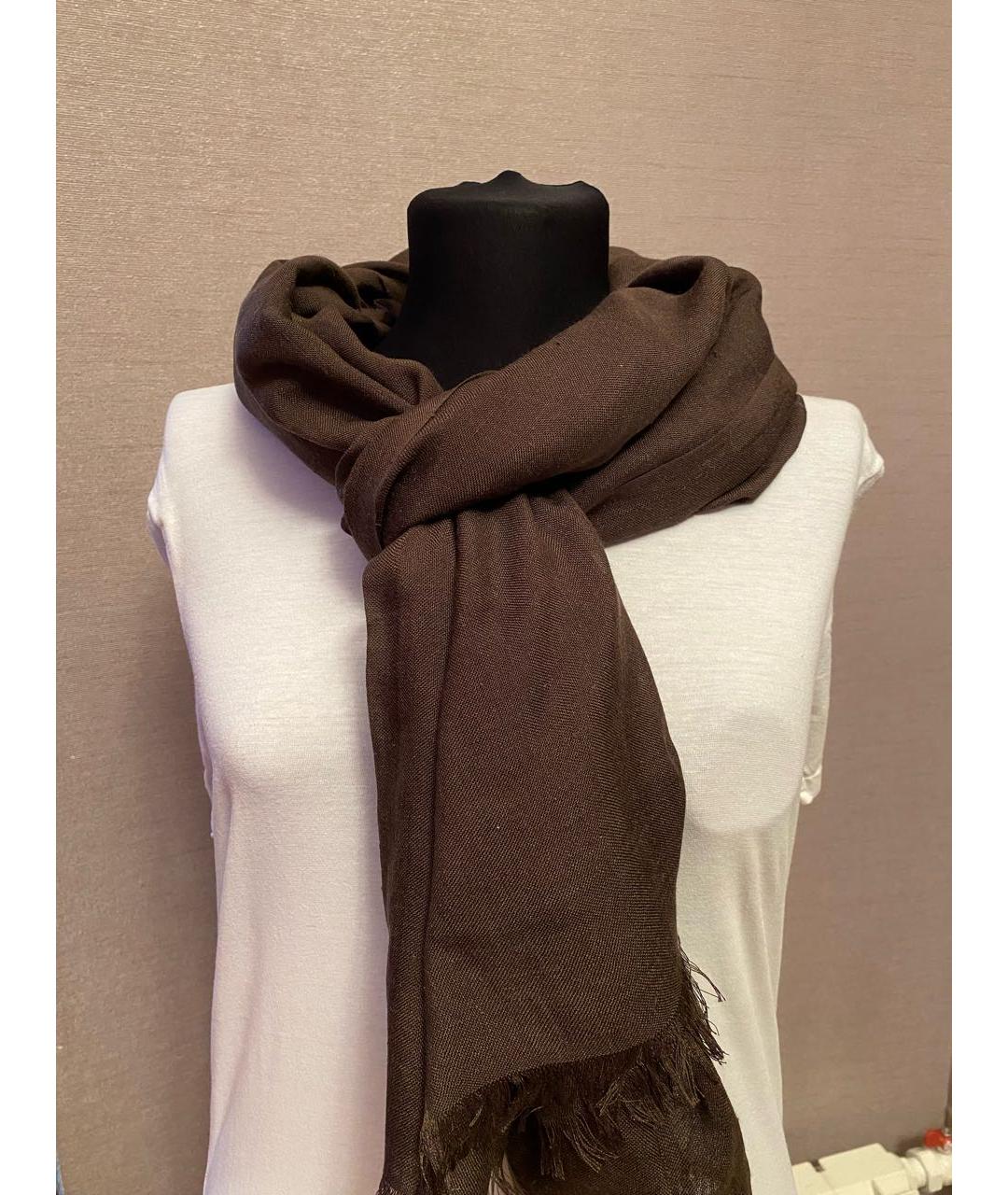 ETRO Коричневый шелковый шарф, фото 5