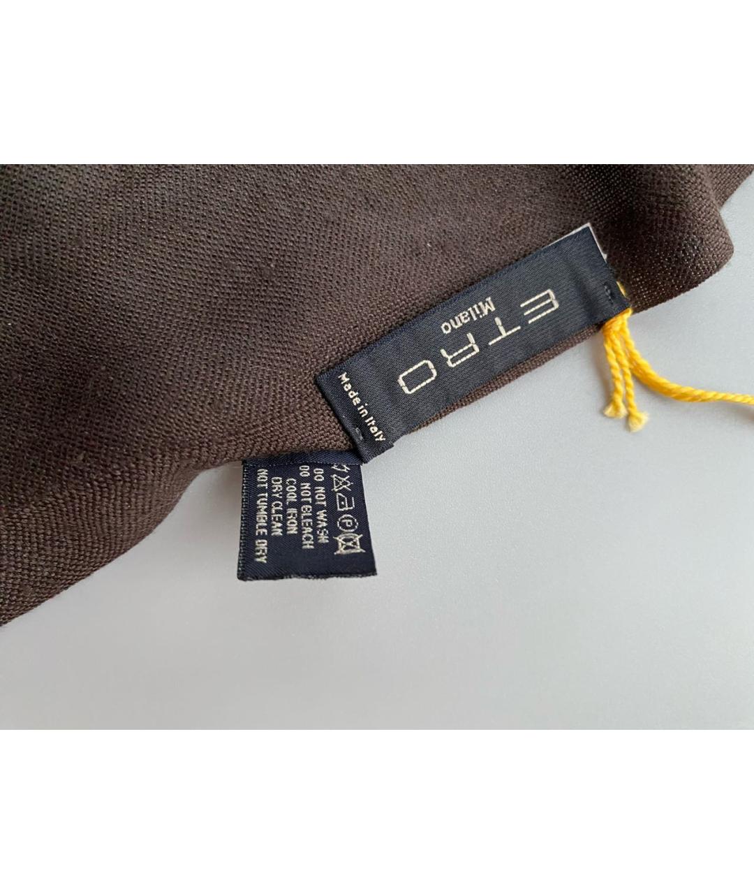 ETRO Коричневый шелковый шарф, фото 7